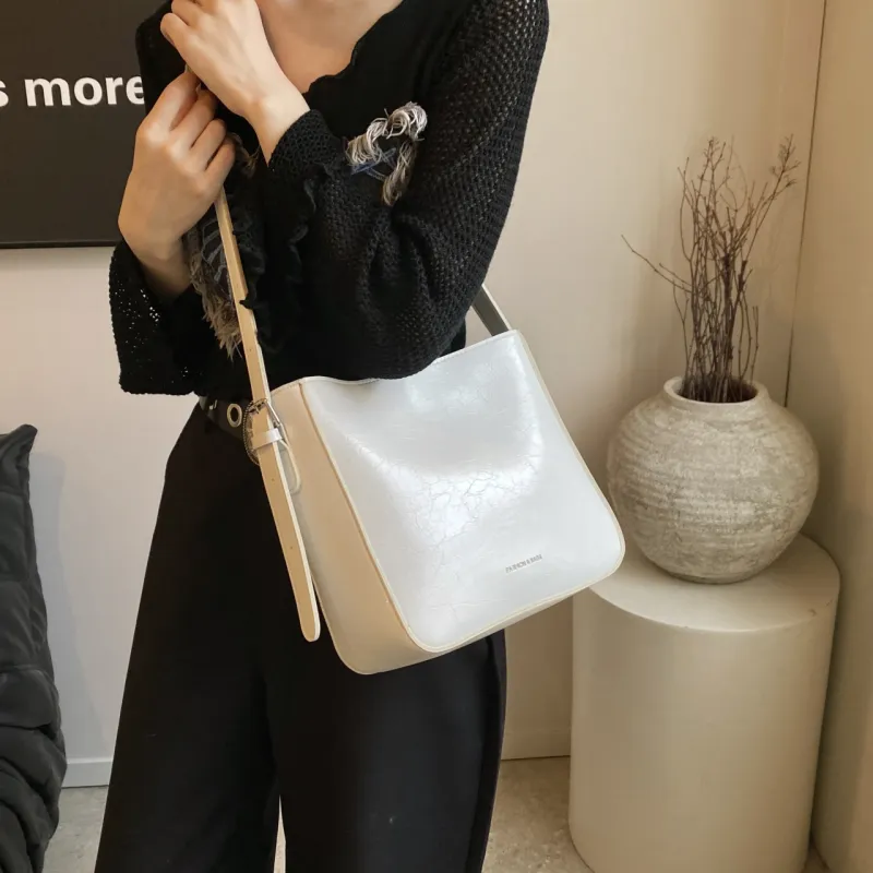 KARUISHA PU Bucket Bag, Crossbody Bag, Shoulder Bag Women's White/Silver/Black/Pink-3