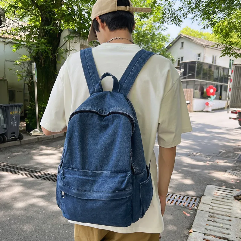 KARUISHA Denim Backpack Unisex Multicolor-1