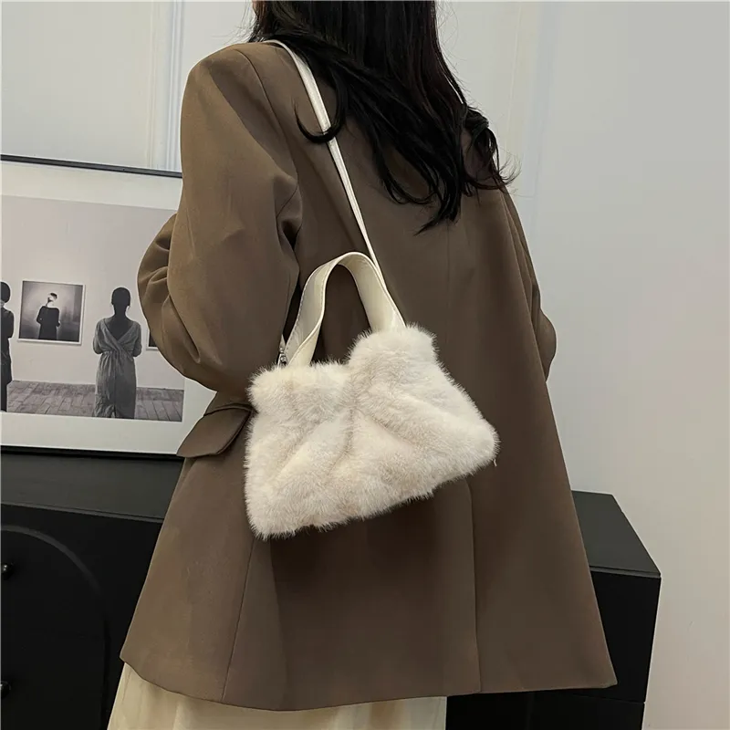 KARUISHA Plush Handbag Crossbody Bag Regular Women's Dark Khaki/Black/Pink/Purple/White-15