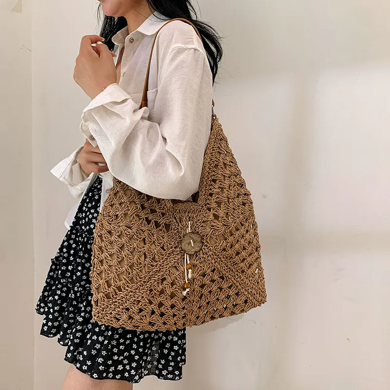KARUISHA Straw Woven Shoulder Bag Women's Multicolor-8