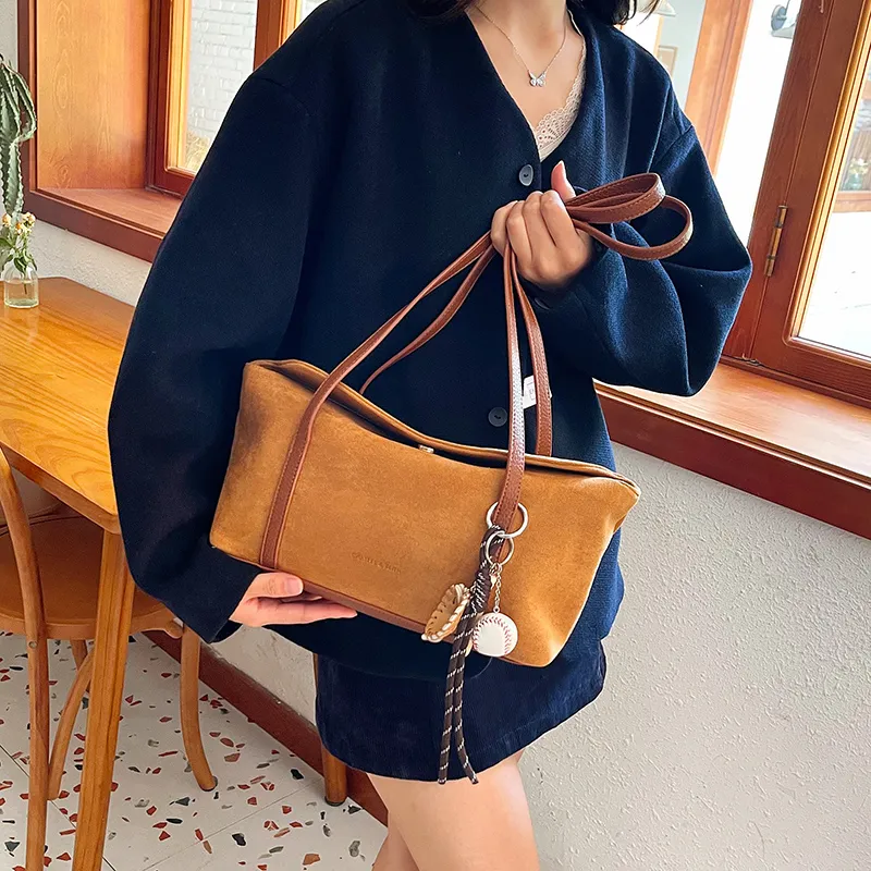 KARUISHA Suede Shoulder Bag Women's Yellow Brown/Leopard Print/Coffee-14
