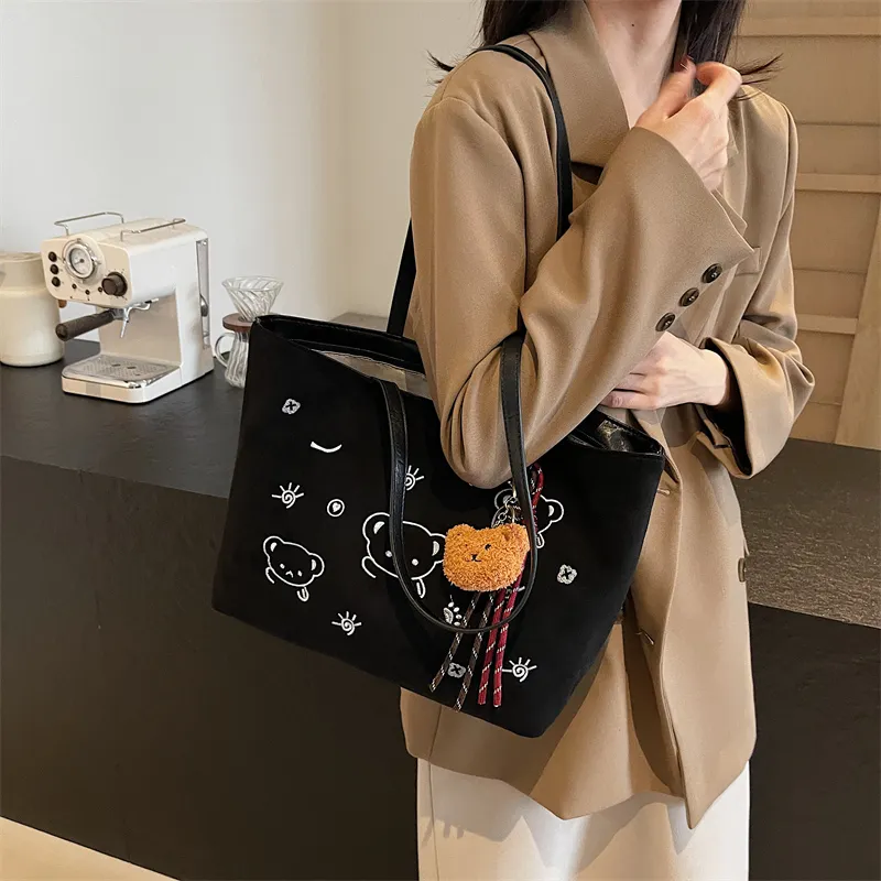 KARUISHA Suede Shoulder Bag Women's Black/Coffee/Brown-28