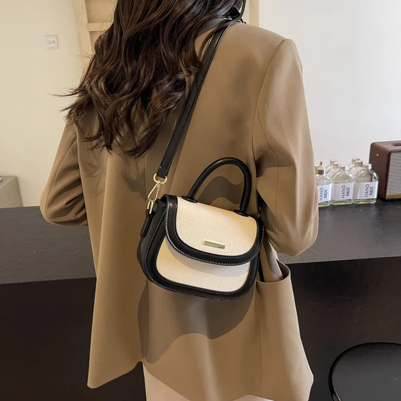KARUISHA PU Saddle Bag, Shoulder Bag, Crossbody Bag, Handbag Women's White & Brown/White & Black/Burgundy & Black-7