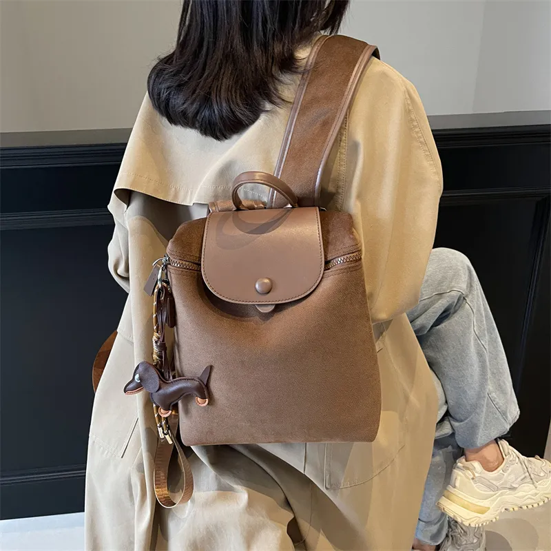 KARUISHA Leather Velvet Backpack Regular Women's Multicolor-7