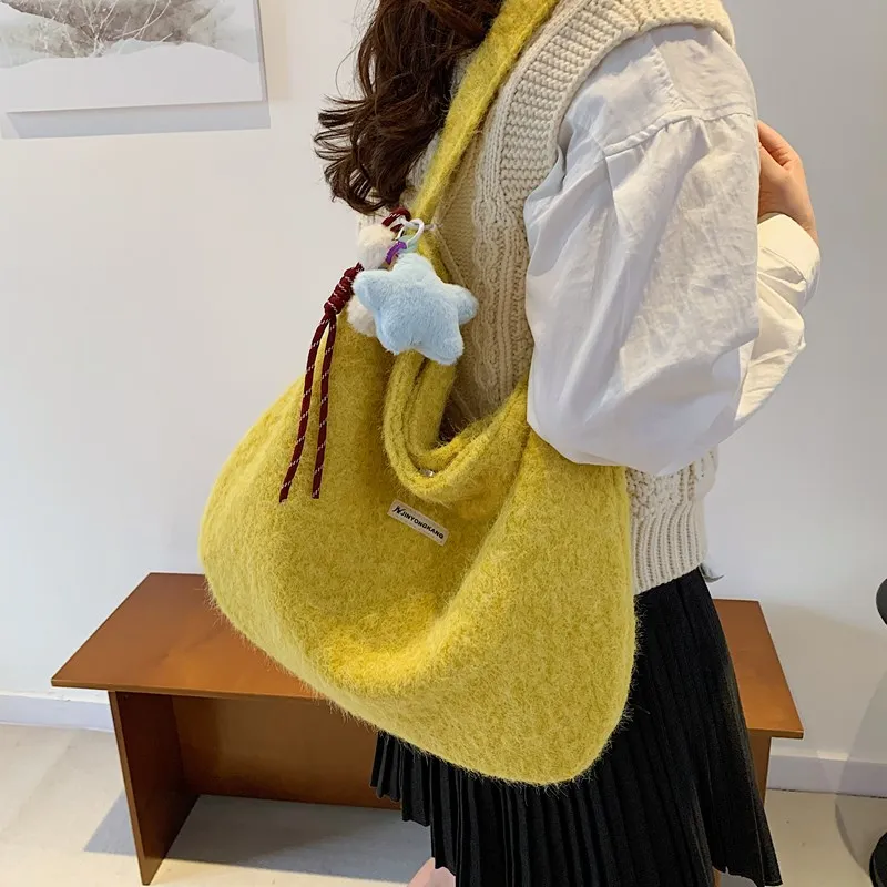 KARUISHA Woolen Handbag, Crossbody Bag, Shoulder Bag Regular Women's Multicolor-4