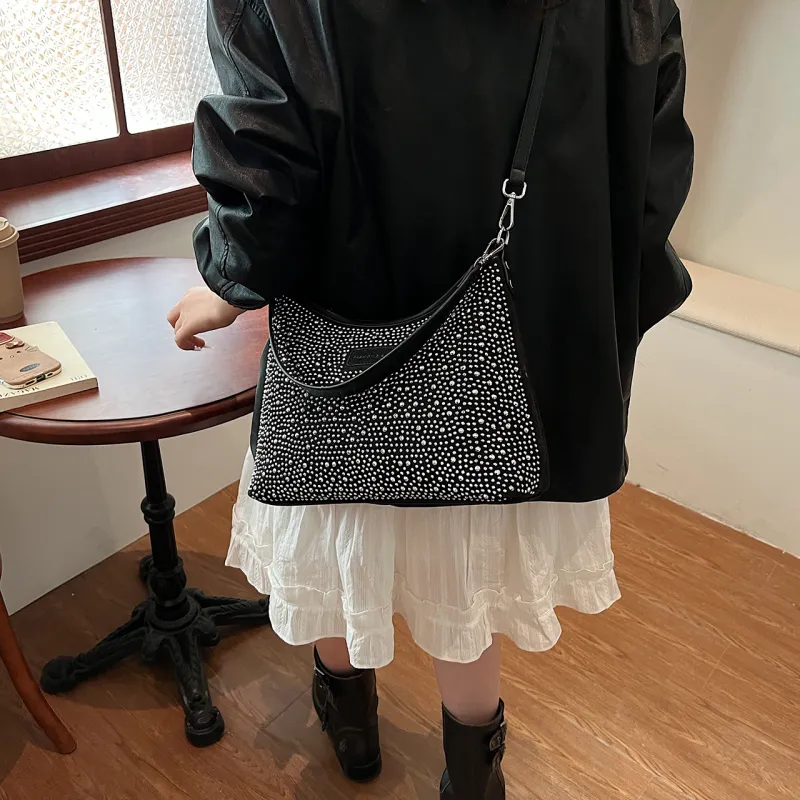 KARUISHA PU Portable One Shoulder Crossbody Tote Women's Silver/Black-2