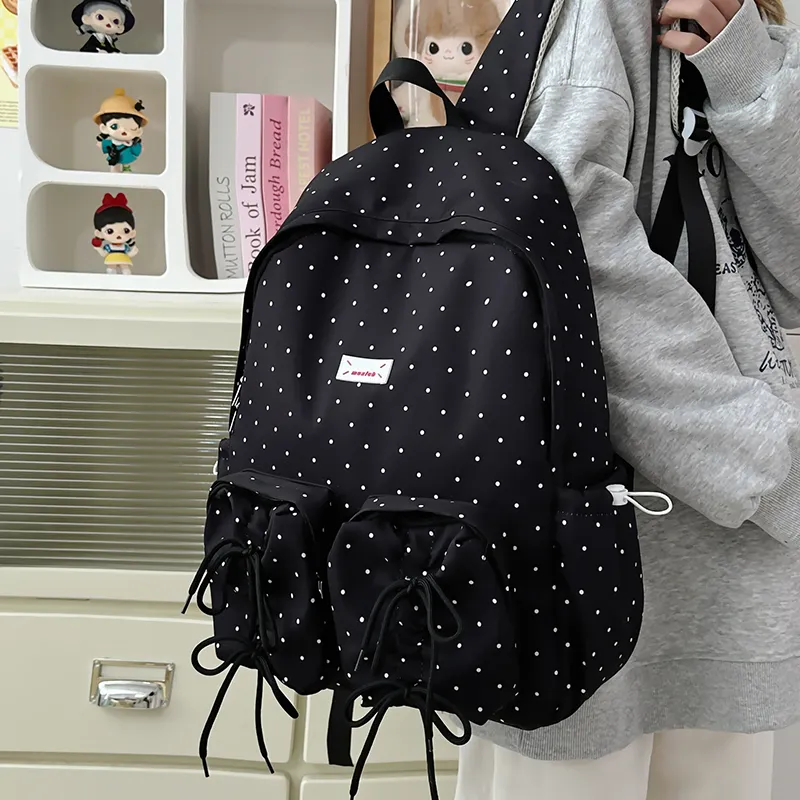 MOM'S HELPER Nylon Backpack Women's Blue/White/Black-10