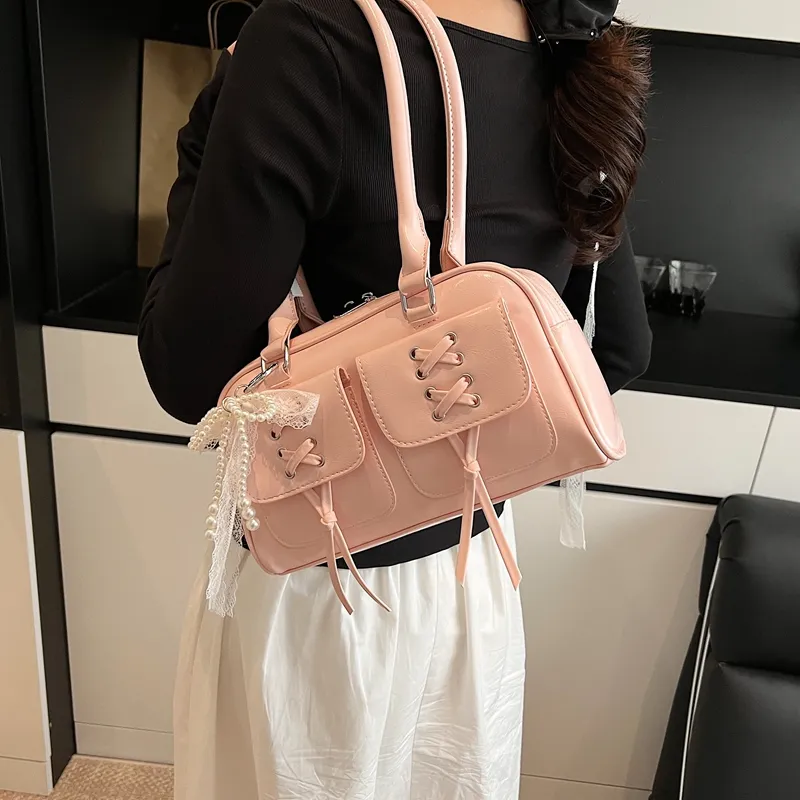 KARUISHA PU Shoulder Bag Women's White/Pink/Yellow/Black-5