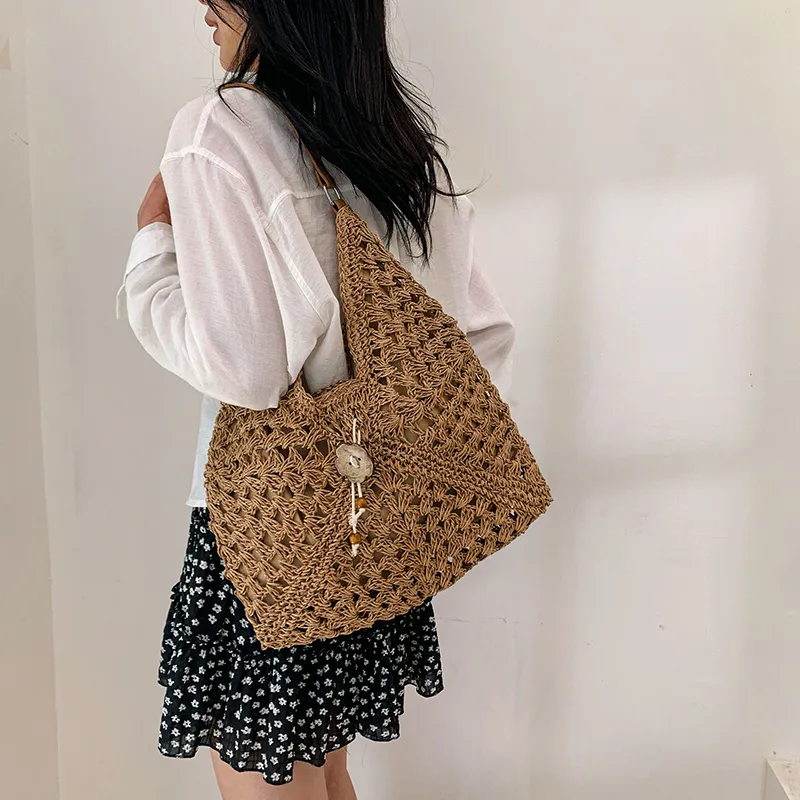 KARUISHA Straw Woven Shoulder Bag Women's Multicolor-9