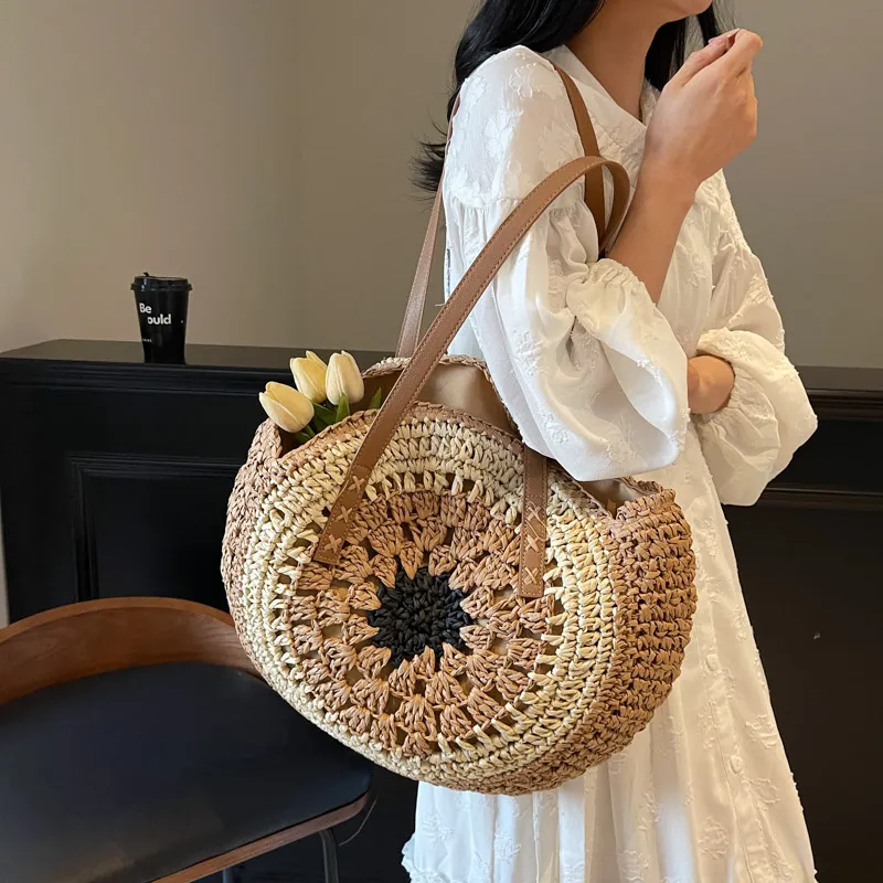 VERADONNA Straw Woven Shoulder Bag Women's Multicolor-18