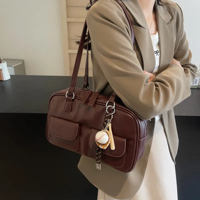KARUISHA PU Shoulder Bag Women's Black Burgundy Brown Coffee-10