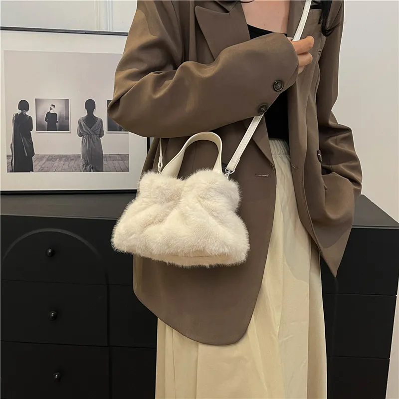 KARUISHA Plush Handbag Crossbody Bag Regular Women's Dark Khaki/Black/Pink/Purple/White-13