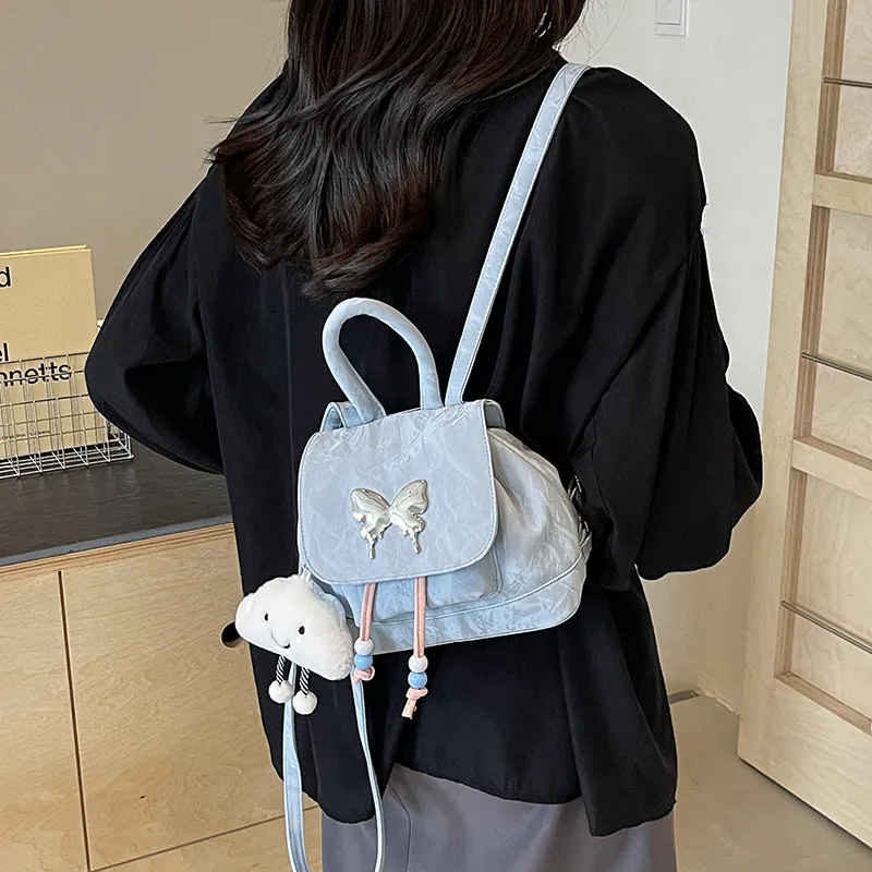 KARUISHA PU Carry Backpack Women's Pink/Silver/Black/Blue-17