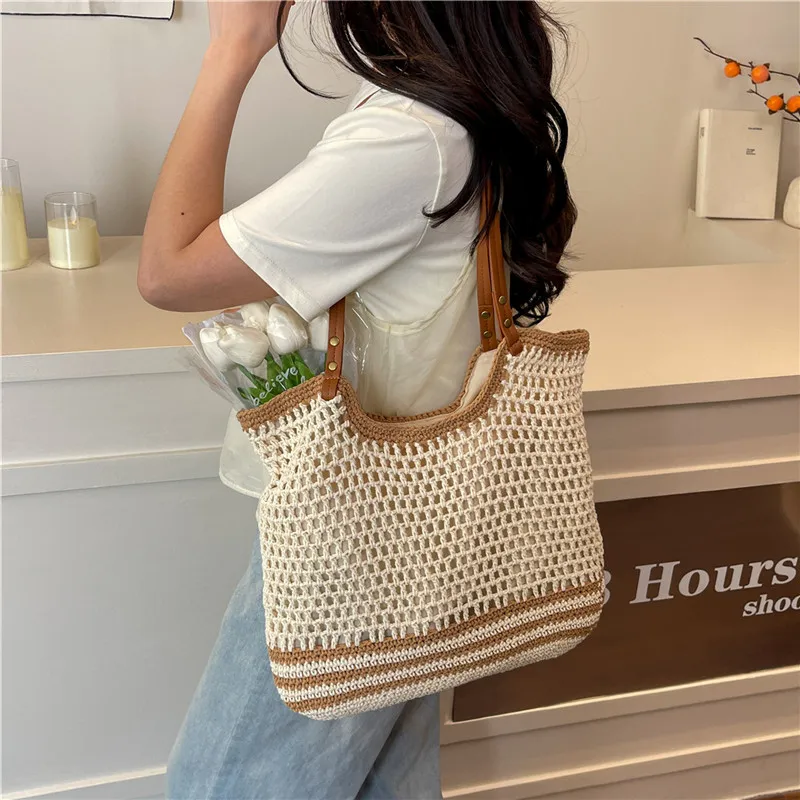 KARUISHA Fabric Shoulder Bag Women's Beige/Beige & Khaki/Khaki-7