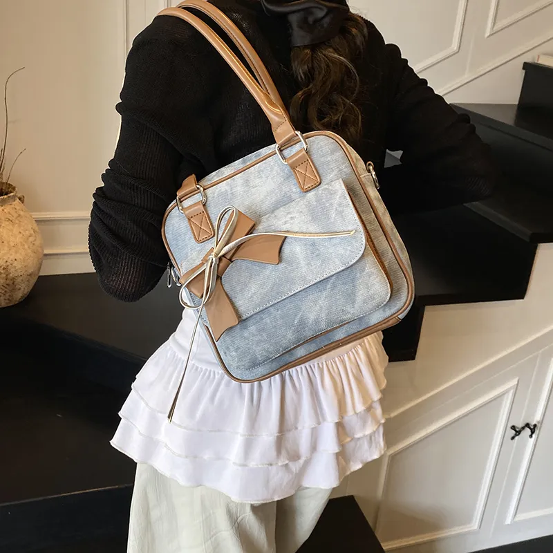 KARUISHA PU Shoulder Bag Women's Denim Blue/Yellow/Beige/Denim Black-2
