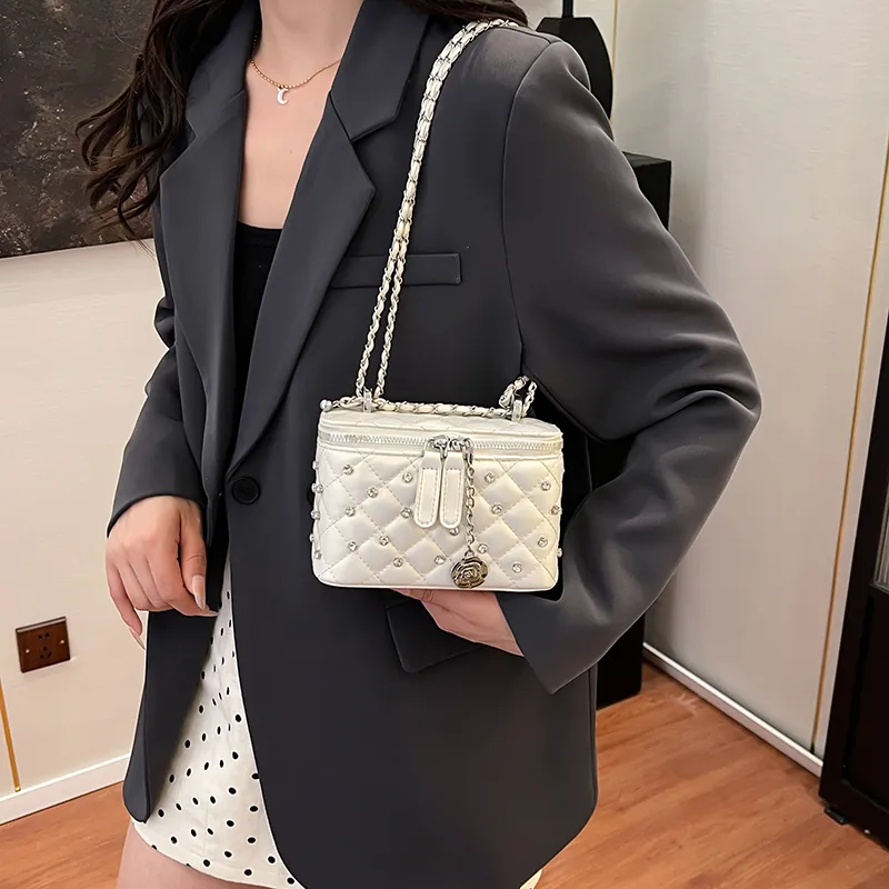 KARUISHA PU Box Bag, Shoulder Bag Women's Ecru/Pearl White/Yellow/Black-6