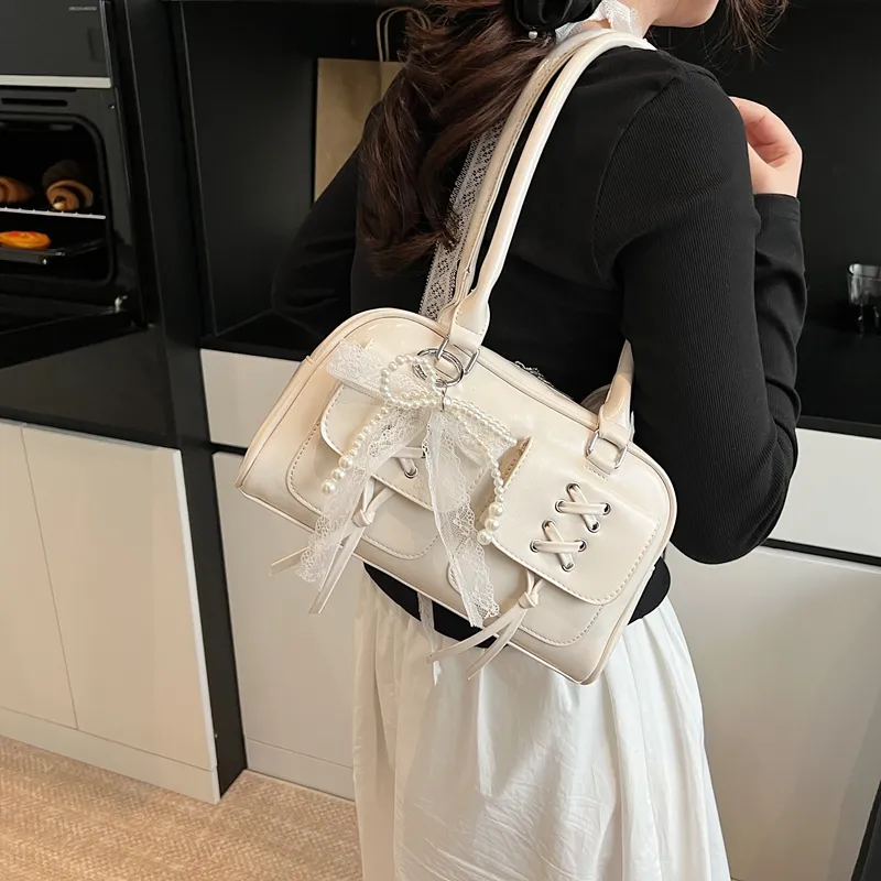 KARUISHA PU Shoulder Bag Women's White/Pink/Yellow/Black-3