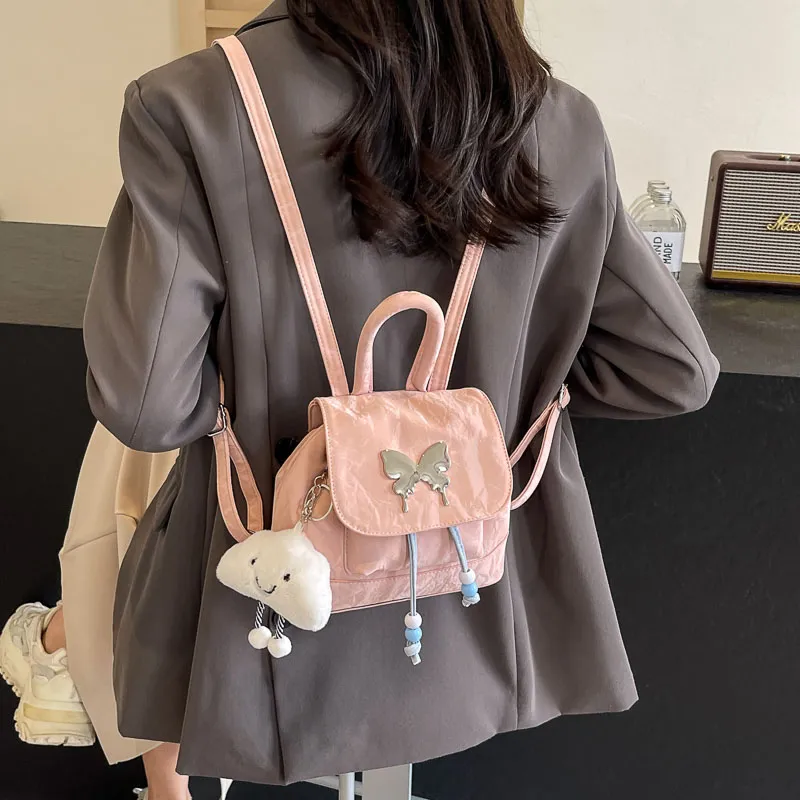 KARUISHA PU Carry Backpack Women's Pink/Silver/Black/Blue-3