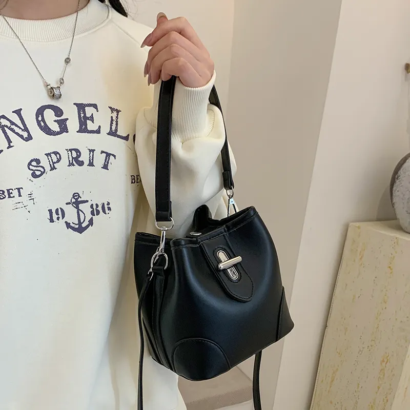 KARUISHA PU Bucket Bags Crossbody Bag, Shoulder Bag Women's White/Blue & Brown/Black-9