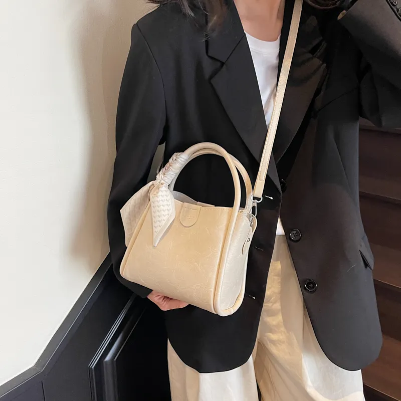 MOM'S HELPER PU Crossbody One Shoulder Handbags Women's Ecru/Black/Khaki-12