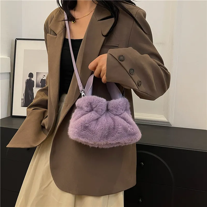KARUISHA Plush Handbag Crossbody Bag Regular Women's Dark Khaki/Black/Pink/Purple/White-9