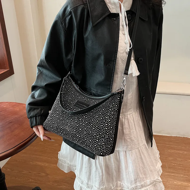 KARUISHA PU Portable One Shoulder Crossbody Tote Women's Silver/Black-1