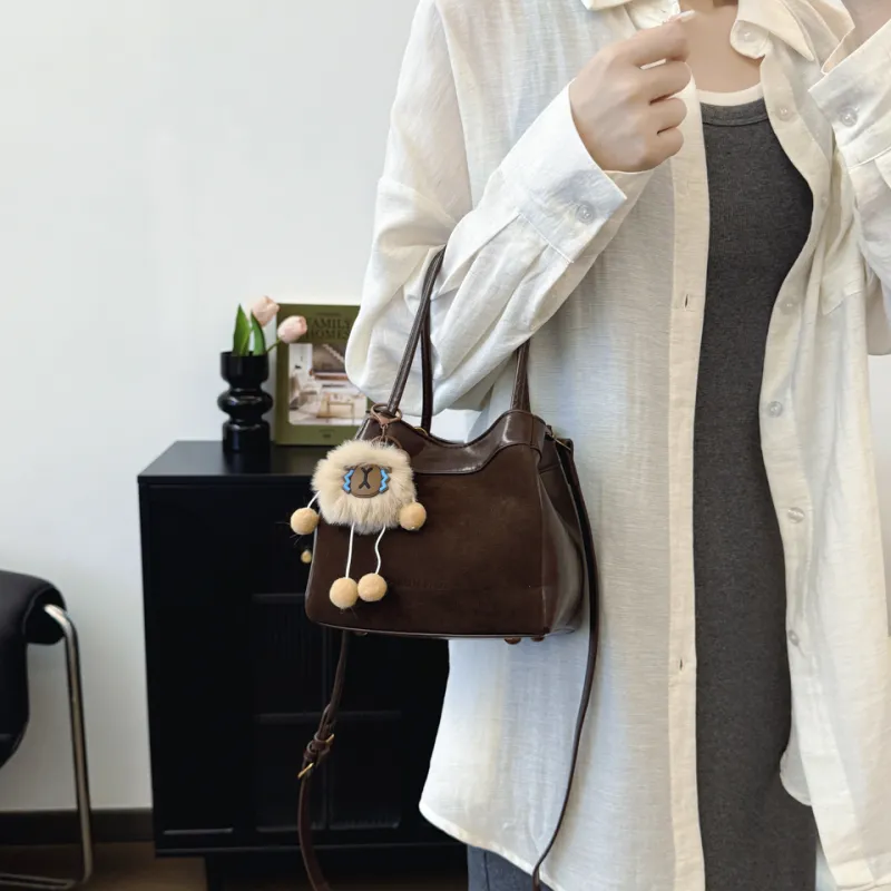 KARUISHA PU Bucket Bag Handbag Shoulder Bag Women's Black/Coffee/Burgundy/Brown-16