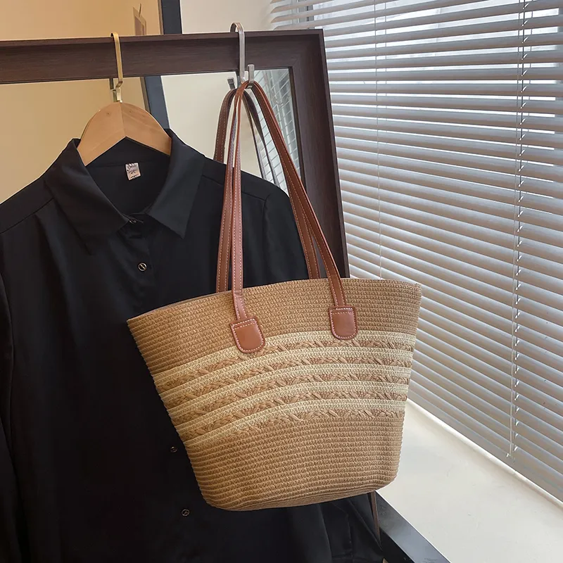 KARUISHA Woven Tote Bag, Shopping Bag, Shoulder Bag Women's Multicolor-13