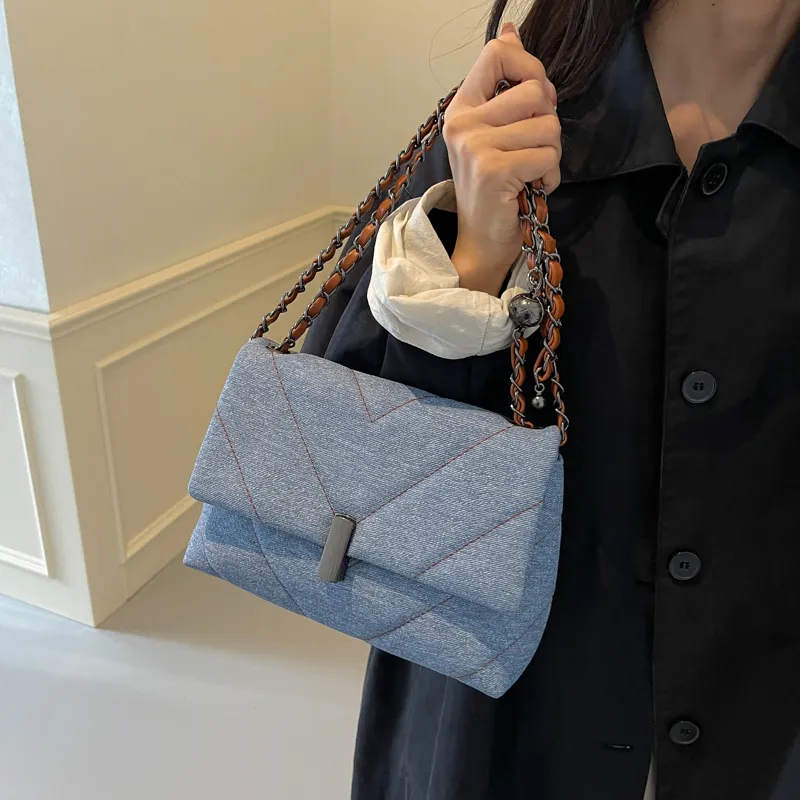 KARUISHA Denim Shoulder Bag, Crossbody Bag Regular Women's Dark Tea/Light Blue/Brown/Blue-24