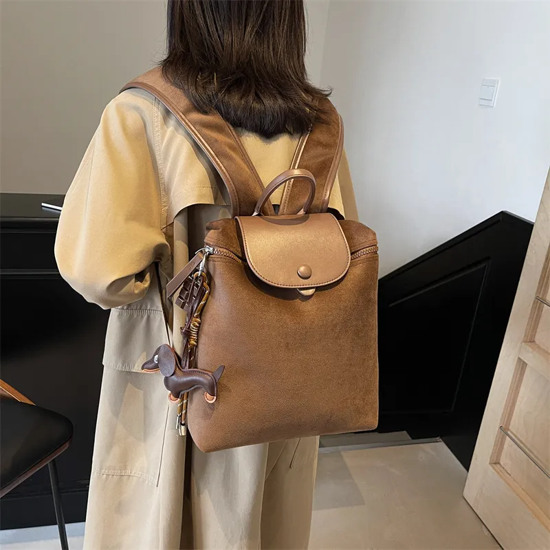KARUISHA Leather Velvet Backpack Regular Women's Multicolor-6