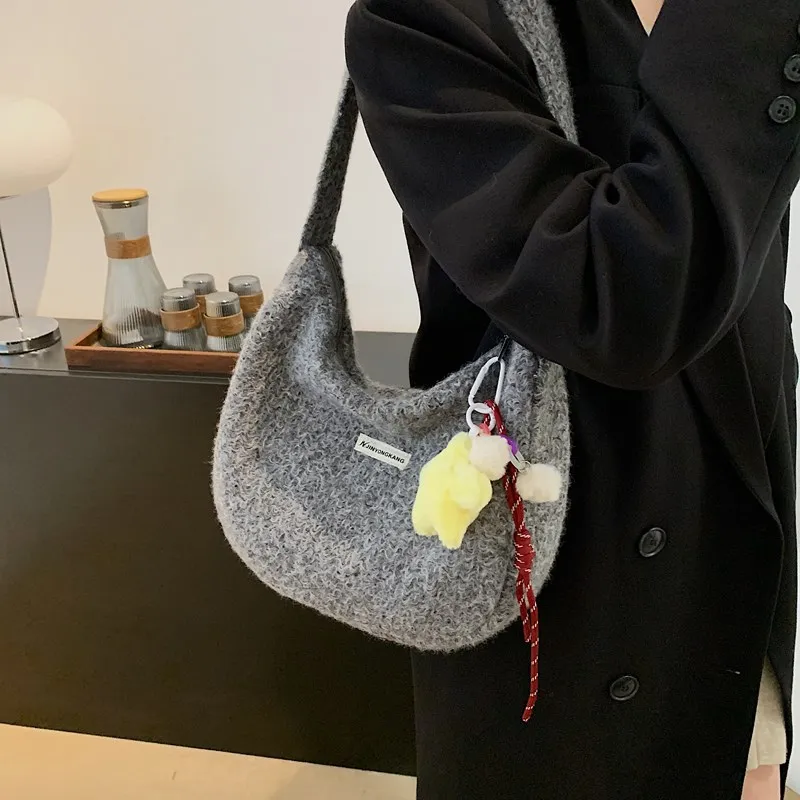 KARUISHA Woolen Handbag, Crossbody Bag, Shoulder Bag Regular Women's Multicolor-39