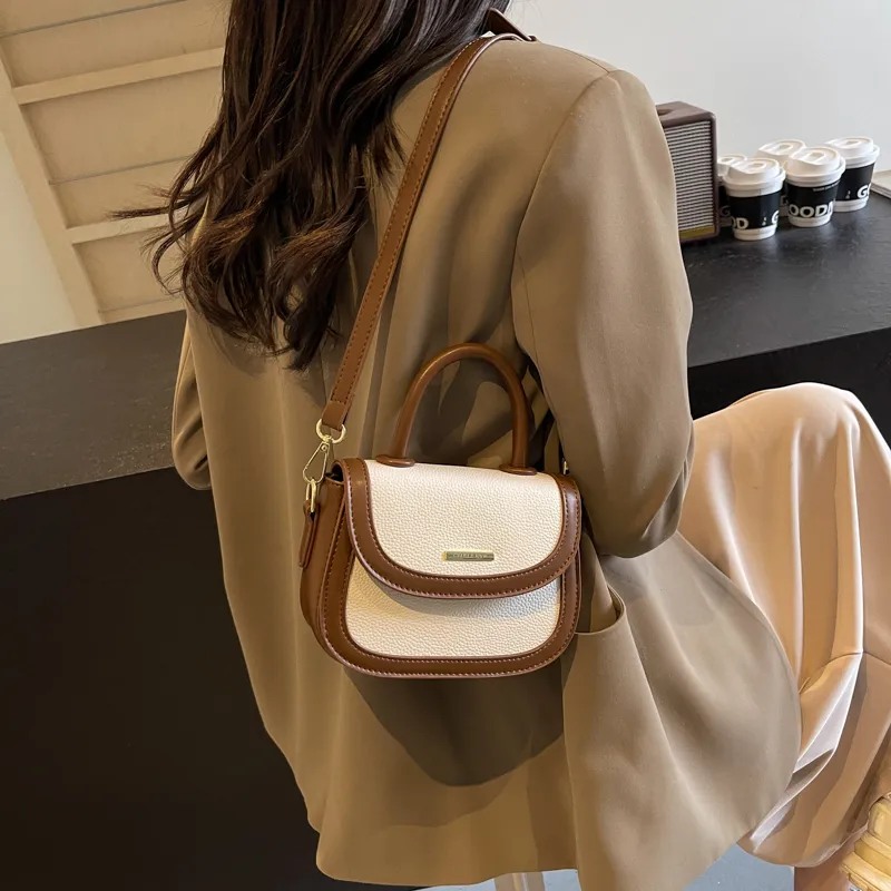 KARUISHA PU Saddle Bag, Shoulder Bag, Crossbody Bag, Handbag Women's White & Brown/White & Black/Burgundy & Black-3