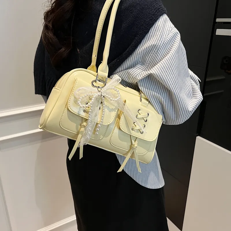 KARUISHA PU Shoulder Bag Women's White/Pink/Yellow/Black-10