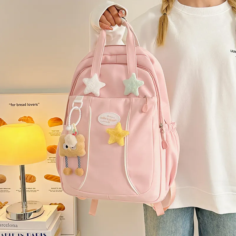 KARUISHA Nylon Backpack Women's Yellow/Pink/Blue/Purple/Black-7