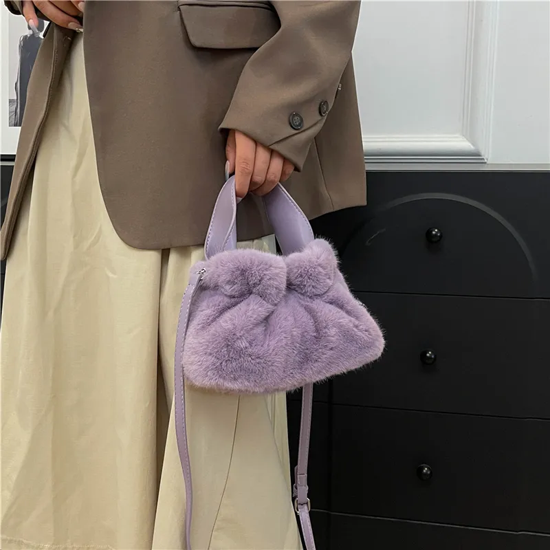 KARUISHA Plush Handbag Crossbody Bag Regular Women's Dark Khaki/Black/Pink/Purple/White-8