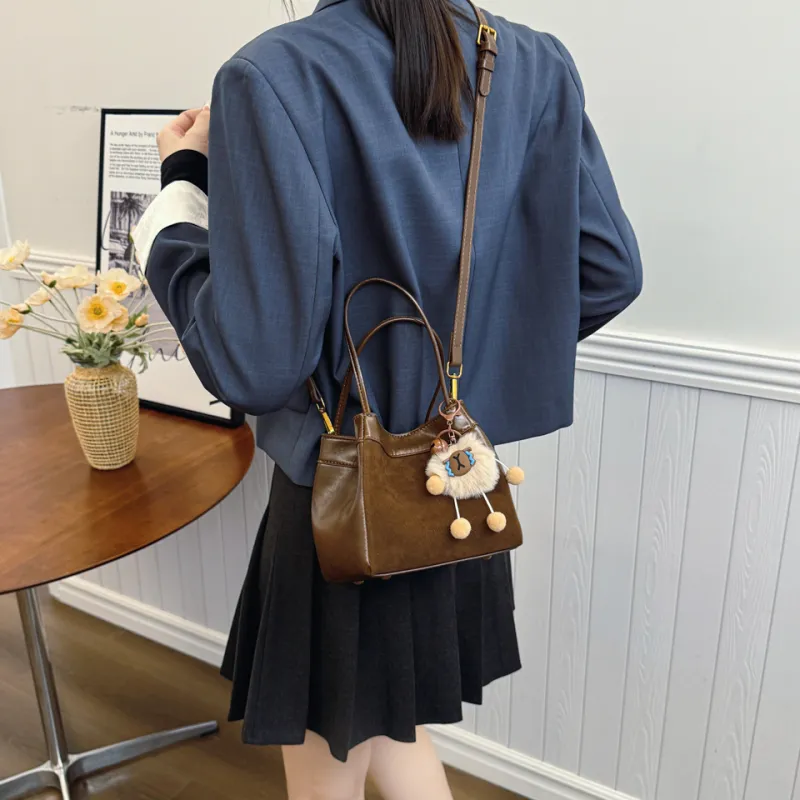 KARUISHA PU Bucket Bag Handbag Shoulder Bag Women's Black/Coffee/Burgundy/Brown-3