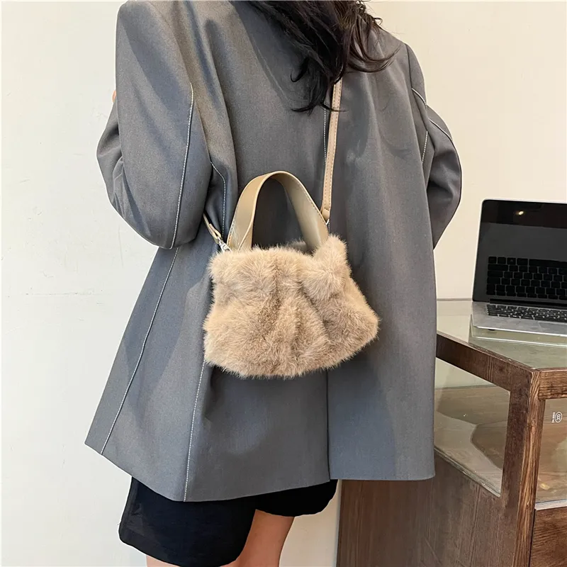 KARUISHA Plush Handbag Crossbody Bag Regular Women's Dark Khaki/Black/Pink/Purple/White-25