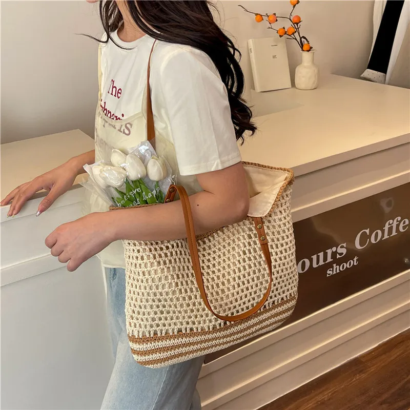 KARUISHA Fabric Shoulder Bag Women's Beige/Beige & Khaki/Khaki-6