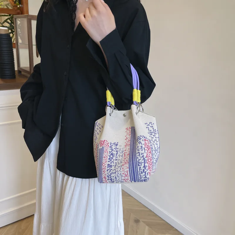 VERADONNA Polyester Handbag Regular Women's Blue/Pink/Ecru/Black/White/Purple/Dark Blue-20