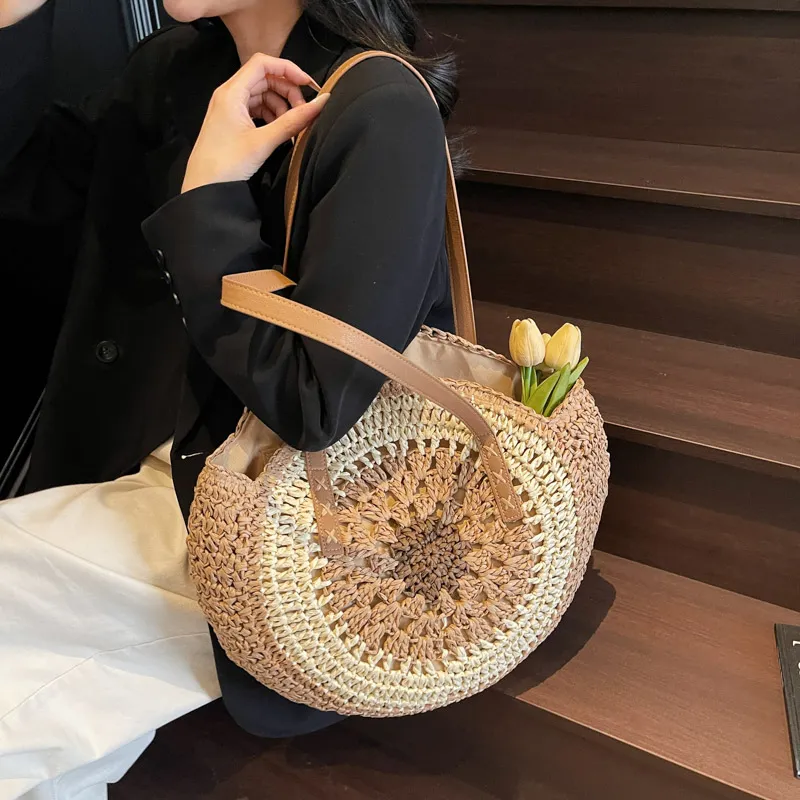 VERADONNA Straw Woven Shoulder Bag Women's Multicolor-12