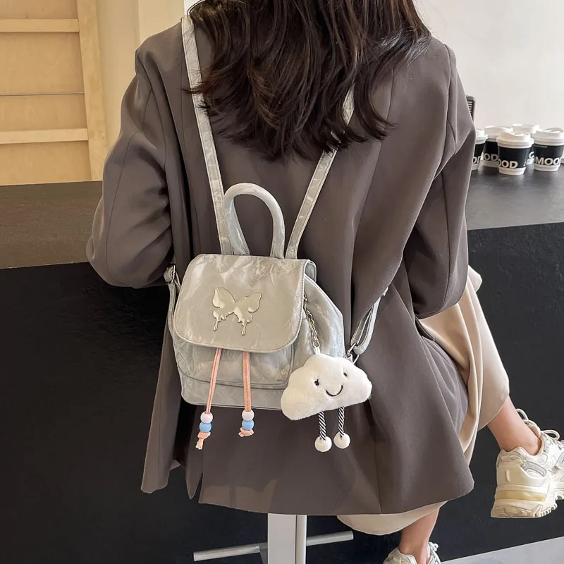 KARUISHA PU Carry Backpack Women's Pink/Silver/Black/Blue-6