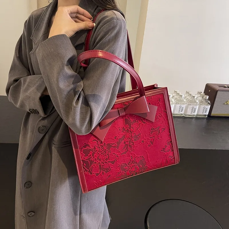 KARUISHA PU Patchwork Shoulder Bag Regular Women's Red/Burgundy-1