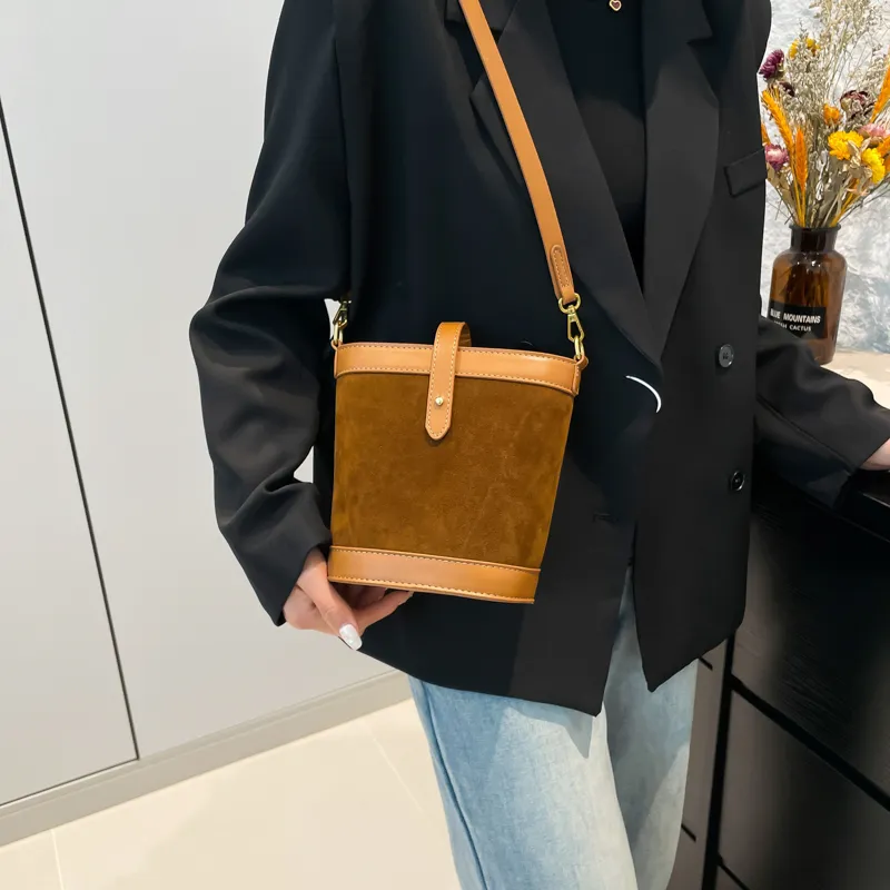 KARUISHA Suede Shoulder Bag Regular Women's Brown/Coffee-1