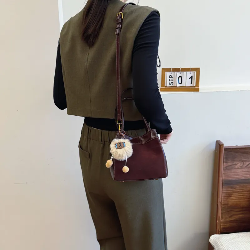 KARUISHA PU Bucket Bag Handbag Shoulder Bag Women's Black/Coffee/Burgundy/Brown-11