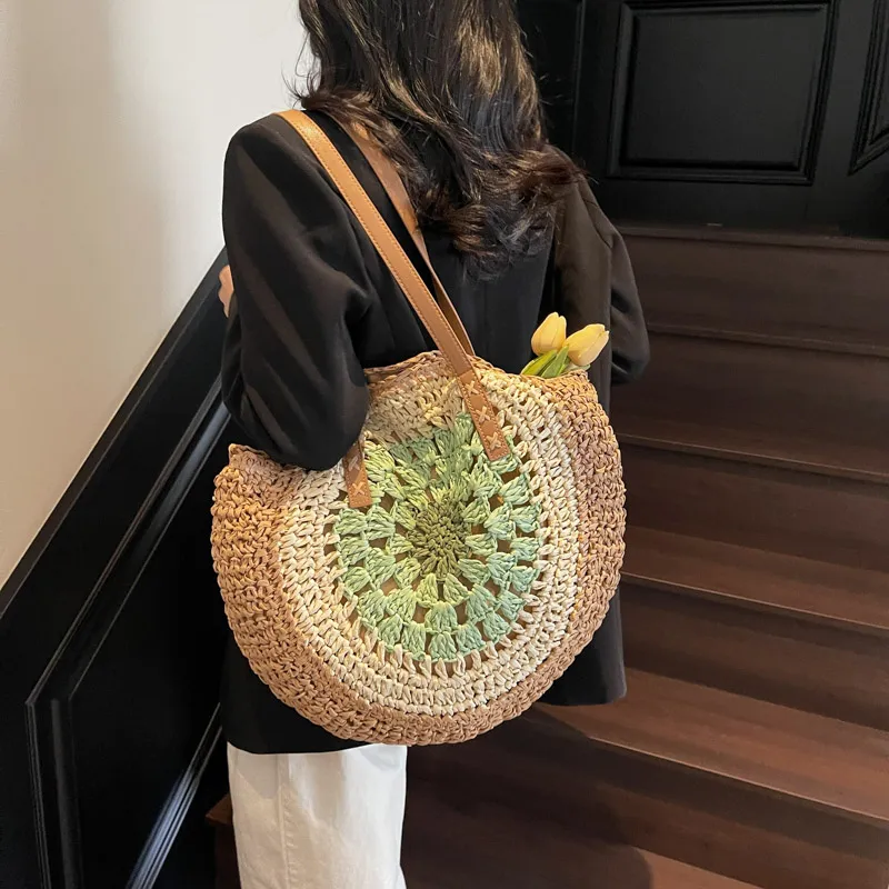 VERADONNA Straw Woven Shoulder Bag Women's Multicolor-2