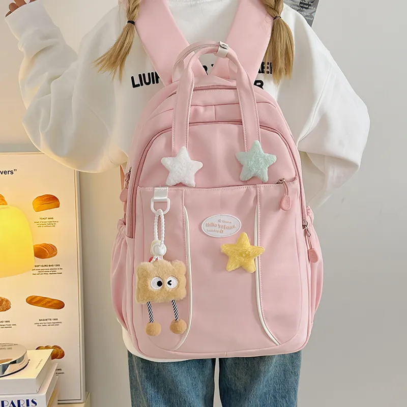 KARUISHA Nylon Backpack Women's Yellow/Pink/Blue/Purple/Black-5