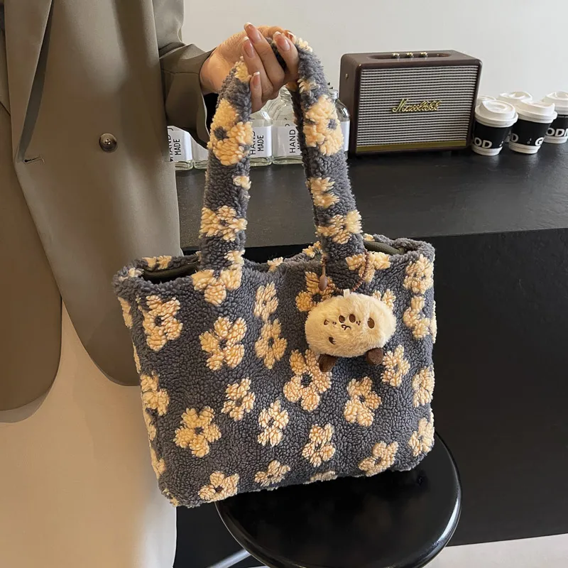 KARUISHA Plush Tote Bag, Shopping Bag, Handbag, Shoulder Bag Women's Multicolor-2