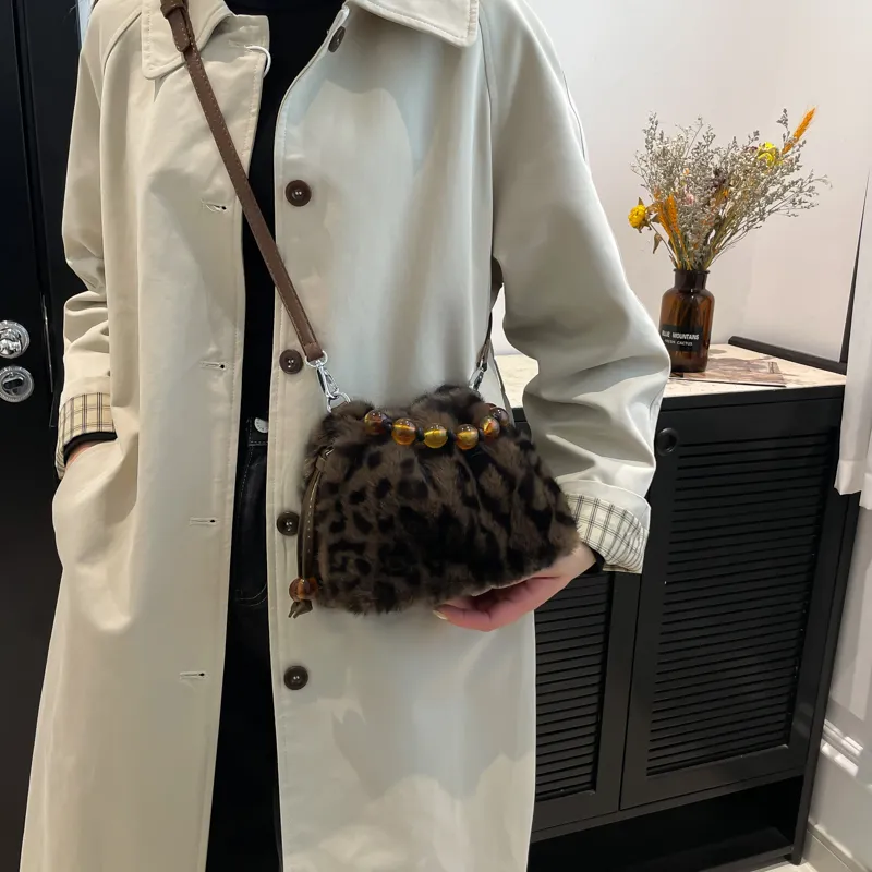 KARUISHA Plush Crossbody Bag Women's Black/White/Coffee/Leopard Print Black/Leopard Print Coffee/Khaki-17
