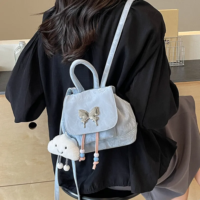 KARUISHA PU Carry Backpack Women's Pink/Silver/Black/Blue-15