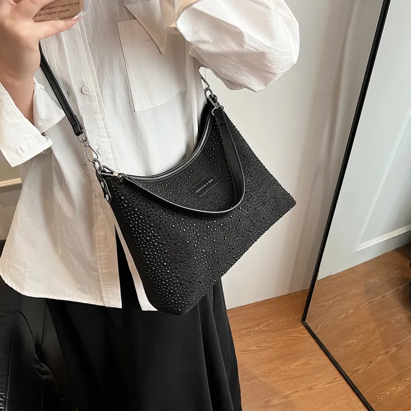 KARUISHA PU Portable One Shoulder Crossbody Tote Women's Silver/Black-5